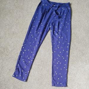 VGUC Mini Boden blue elastic waist paper bag metallic polka dot pants